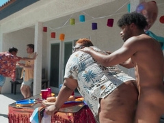 Black lad enjoys BBW cock in series of gay perversions at home