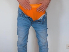 Jordan Wilder enjoys a kinky solo session in black and blue denim