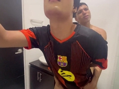 FEMBOY HEADS INTO THE DOUCHE WHILE HIS STEP NEPHEW IS THERE AND GETS PORKED BY HIM