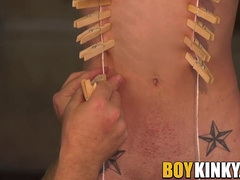 Skinny twink slave tormented by mature gay Sebastian Kane