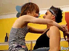 Petite youthful fags analfuck gonzo after giving blowjobs