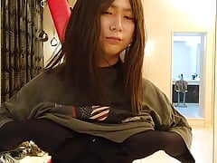 Japanese cd masturbate wearing full body suit