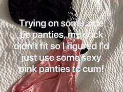Cock didn't fit in panties so I figured I'd stroke it and cum with some sexy pink panties!