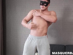 Hunk wanks his dick and fingers his asshole