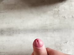 Cum on mirror uncut Cock