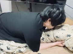 Close up Asian guy receives massive cumshot