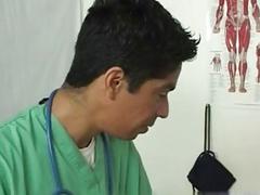 Cutie is fine being jerked by the doctor
