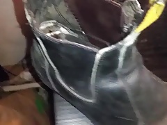 Cumshot on work boot