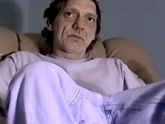 Rugged elderly dude putting his forearms to good use