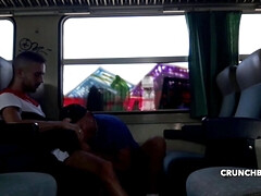 Webcam secret in a train, two boys fucking raw