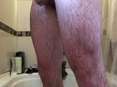Scorching white stud with yam-sized spear milks himself off in the douche