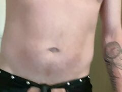 Gingerguy in black crutchless shorts