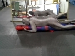 zentai croc humps his spiderman dummy
