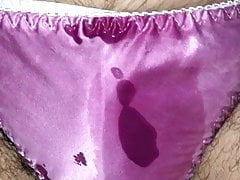 Pissing in silk panties