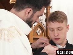 Religious figure Aries pleasures young man Noah White in holy romp