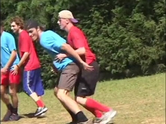 3 warm folks get kinky after a football game and plow outdoors