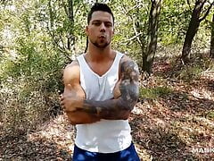Hazel Eyed Gorgeous Hunk Angelo Godshack Jerking Outside