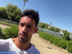 Getting completely nude on the park bench at wide daylight