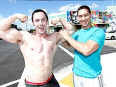 Exhibitionists Ryan Evan and Ryder Vandamm fucking on the rooftop