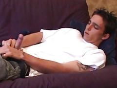Needy young buck masturbates with a thick toy