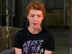 Ginger slave is tied up until he can't move