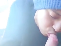Blowing my friend in his car