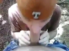 Twink blows big-cocked worker outdoors 2