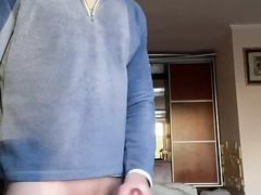 College Boy Jerking Off with Big Load Yummy Cum