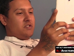 Solo masturbating session with kinky Latino thug and his big rod