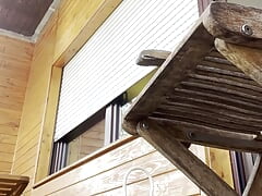 Sitting on my balcony somoke a cigarette and i feel so horny put my dick out and jerk of and at the and I shot a big load