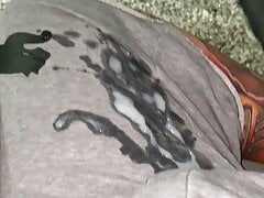 9 shots of cum on grey sweats