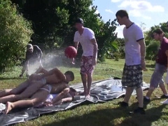 School Youngster Teenager Hosed Down Outoors