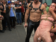 PUBLIC humiliation session for a jacked-up slave