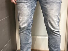 Huge jeans piss