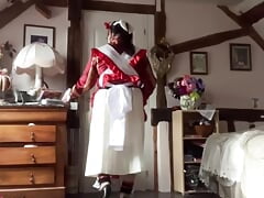 In vintage boniche outfit and have shackles for a day of work