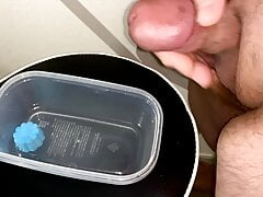 Small Penis Trying To Cum In A Plastic Pot And Piss On It