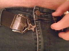 Jeans and black lace panties