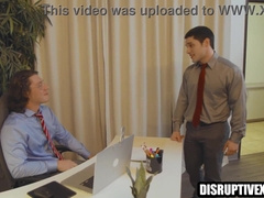 Uncomfortable arse bandit clerk has a kick on his counterpart