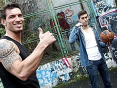 Hunks finish playing basketball and enjoy bareback anal