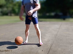 Playing basketball on a public court with my cock on display