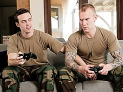 Army boys Brandon Moore and Damien Michaels fuck the stress away