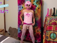 My Sissy Slut Lola On The Fucking Machine And Hankeys Dildos