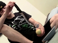 Superb looking gay-for-pay thug faps off rock solid knob solo