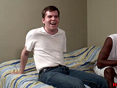 White guy screams as he is getting his first-ever dark-hued pecker