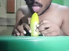 Student Bare Back hardly push with toy and pumping