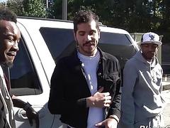 HIspanic gets filled by two massive black dongs