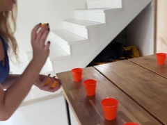 Me and my step stepsister lost the game and got a thick dick in our bootie and muff