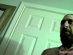 Bissexual hairy daddy Squirrel flexes his long dick to receive a seductive blowjob