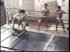 Sexy men take turns wrestling in tight underwear