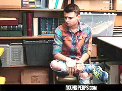 YoungPerps - twink shoplifter man barebacked by security guard for stealing